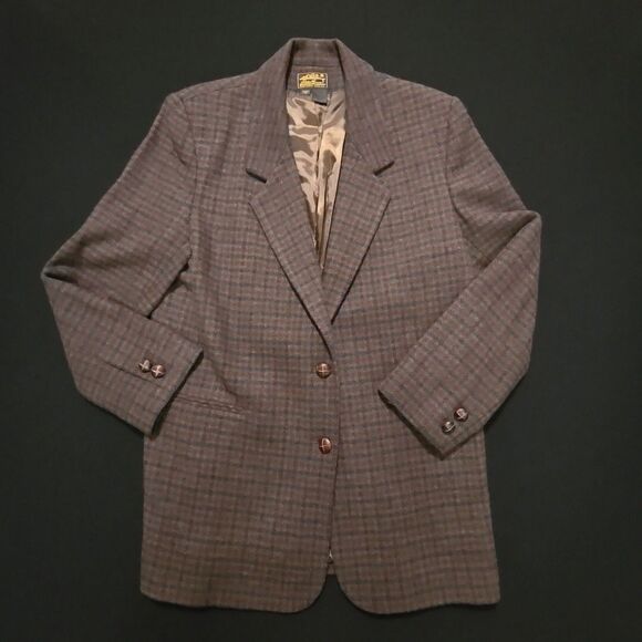 VTG Eddie Bauer Tweed Blazer SzM Wool Dark Academia Career Corp Preppy Gothic - Picture 1 of 13